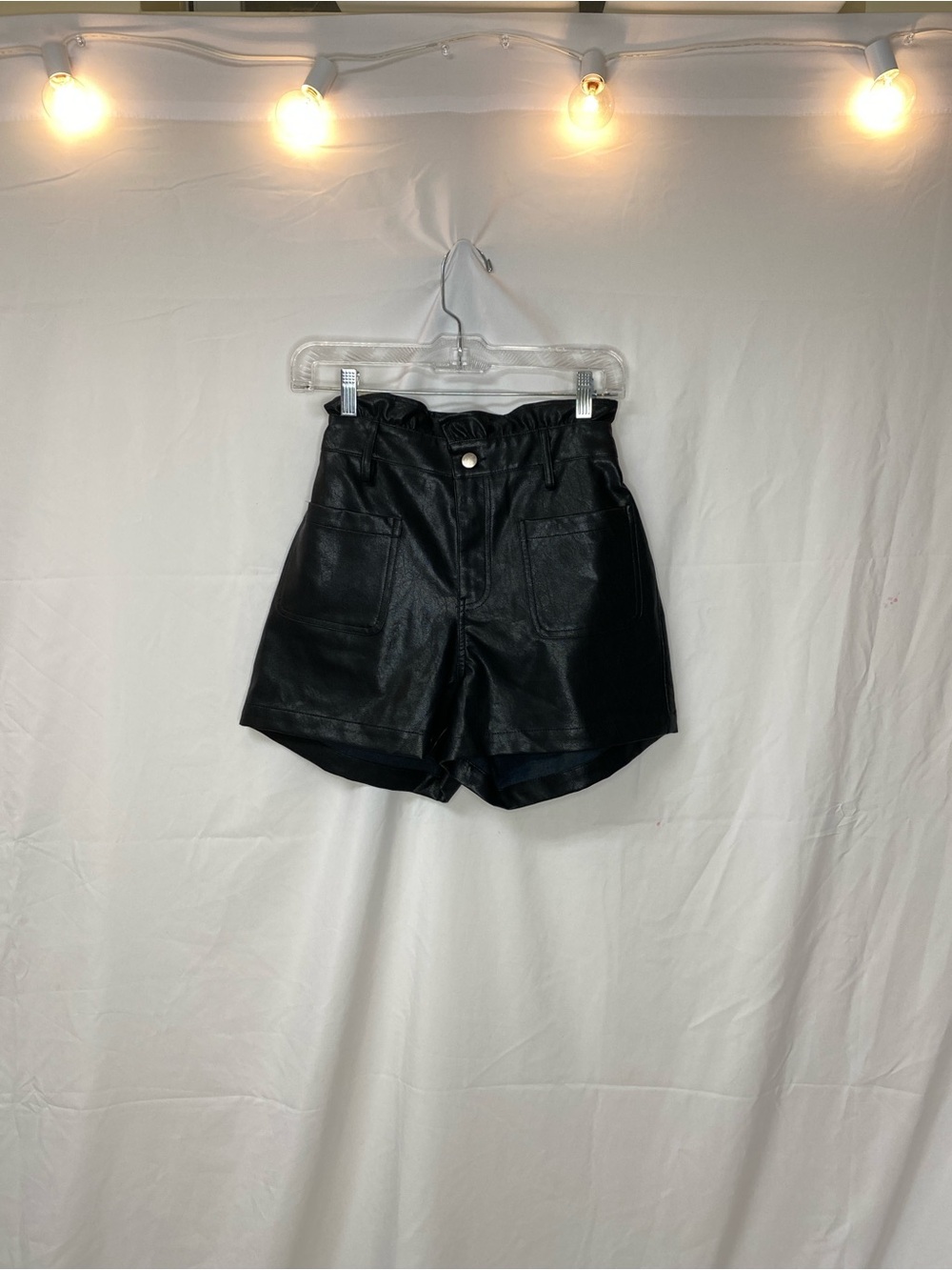 ALYA Black Faux Leather High-Waist Women’s Shorts size S